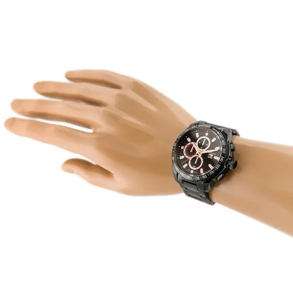 G. Rossi férfi kvarc karóra, fekete/rozéarany, 43 mm, WR30, acél szíj