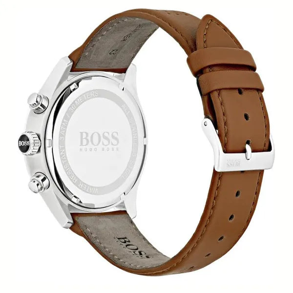 HUGO BOSS 1513475 Grand Prix férfi kronográf kvarc óra, 44 mm, barna bőr