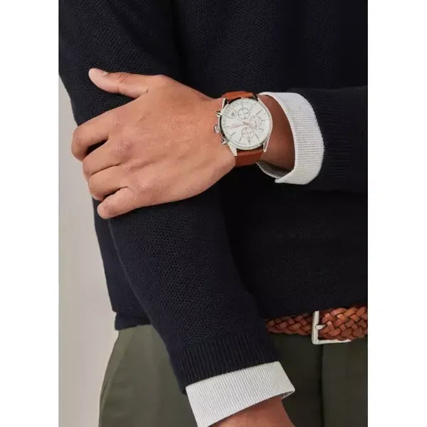 HUGO BOSS 1513475 Grand Prix férfi kronográf kvarc óra, 44 mm, barna bőr