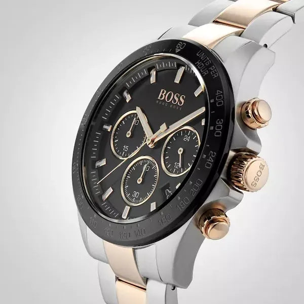 Hugo Boss Hero férfi kronográf karóra, kvarc, ezüst/rózsaarany acél, 43 mm