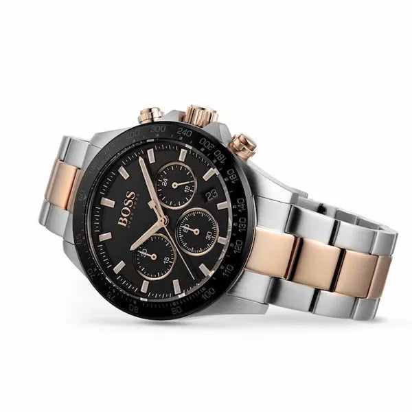 Hugo Boss Hero férfi kronográf karóra, kvarc, ezüst/rózsaarany acél, 43 mm