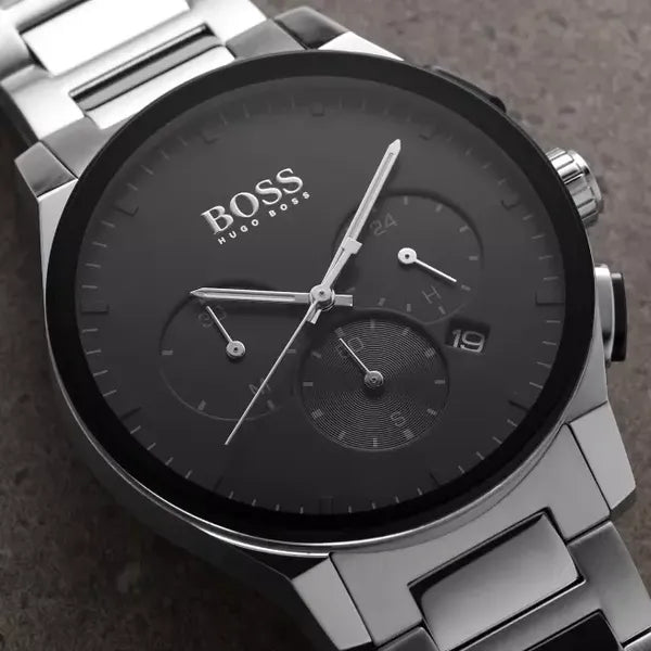 Hugo Boss férfi kronográf karóra Peak Chrono 44 mm, acél, fekete számlap