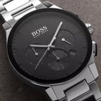 Hugo Boss férfi kronográf karóra Peak Chrono 44 mm, acél, fekete számlap