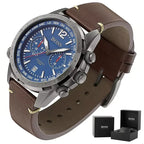 Hugo Boss Nomad 1513773 férfi kvarc karóra, bőr szíj, WR200, 48 mm, kék számlap