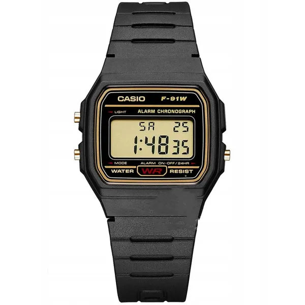 Casio F-91WG-9QDF férfi digitális kvarc karóra, WR100, műanyag szíj, doboz