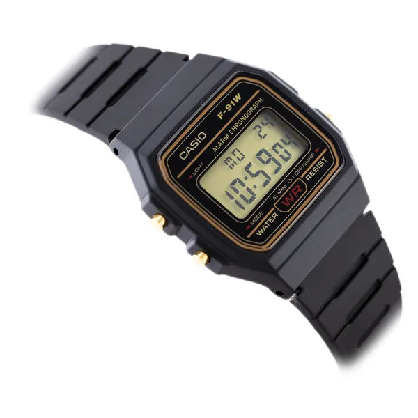 Casio F-91WG-9QDF férfi digitális kvarc karóra, WR100, műanyag szíj, doboz
