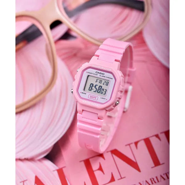 Casio LA-20WH-4A1 gyerek digitális óra, rózsaszín, WR30, kvarc, dobozzal