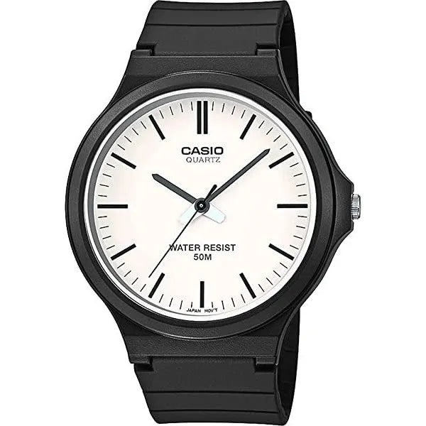 Casio MW-240-7E férfi karóra, fekete, fehér számlap, WR50, 44 mm + díszdoboz