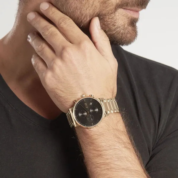 Hugo Boss Integrity 1513781 férfi kronográf karóra, arany acél, 43 mm, WR50