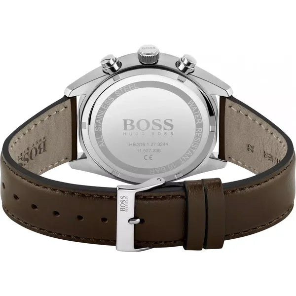 HUGO BOSS Champion 1513815 férfi kronográf karóra, 44 mm, barna bőr, WR100
