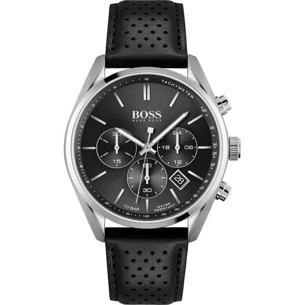 Hugo Boss Champion 1513816 férfi karóra, kronográf, WR100, fekete bőrszíj