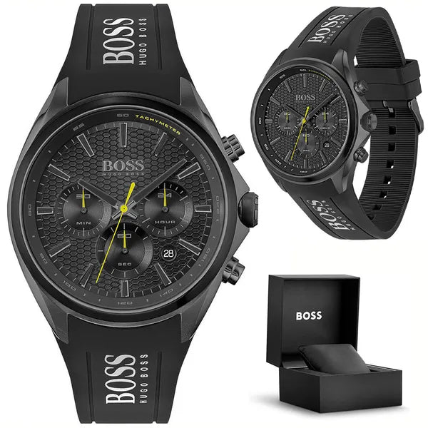 Hugo Boss Distinct 1513859 férfi kronográf óra, fekete, 47 mm, WR50, szilikon