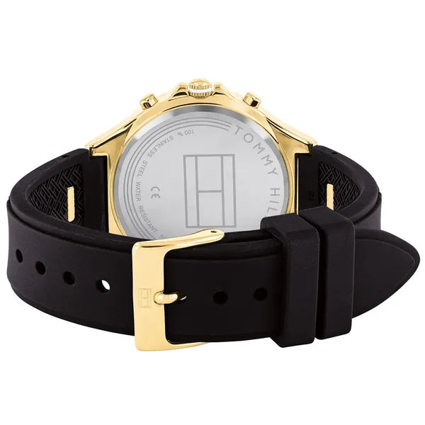 Tommy Hilfiger női karóra Eve 1782282, 38 mm, arany tok, fekete szilikon, WR30