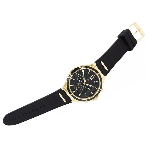 Tommy Hilfiger női karóra Eve 1782282, 38 mm, arany tok, fekete szilikon, WR30