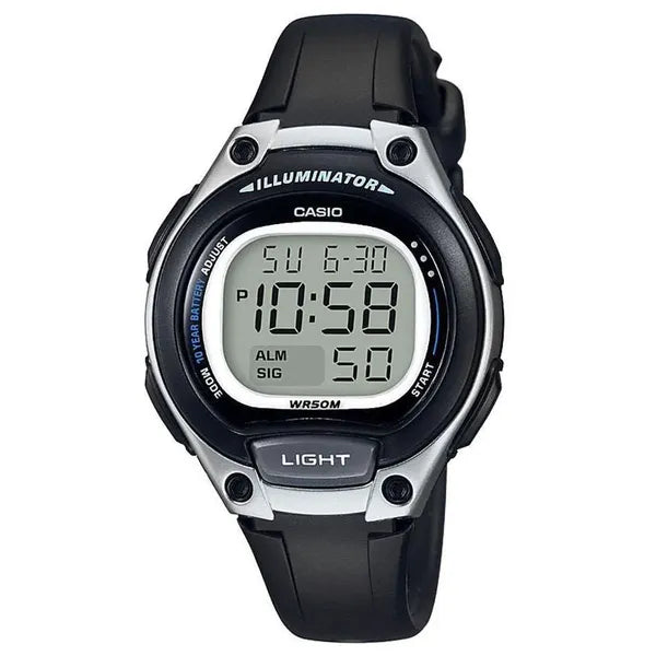 Casio LW-203-1AV női digitális óra, WR50, fekete, 34 mm + díszdoboz