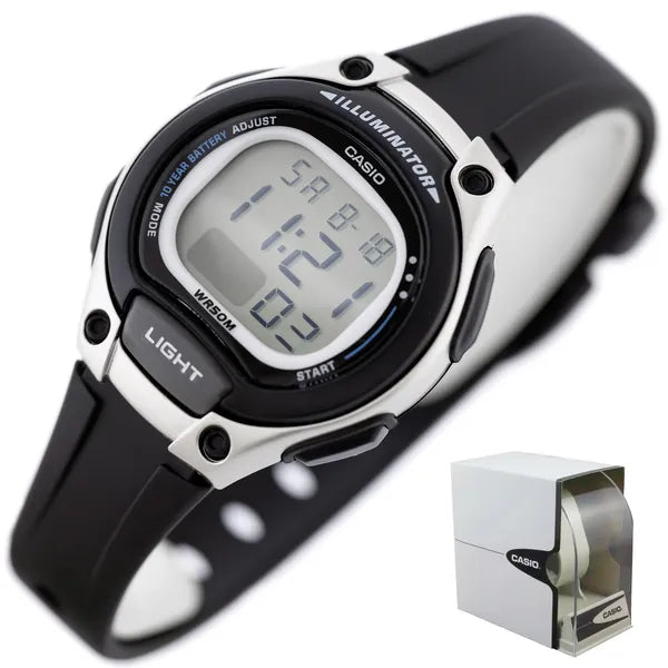 Casio LW-203-1AV női digitális óra, WR50, fekete, 34 mm + díszdoboz