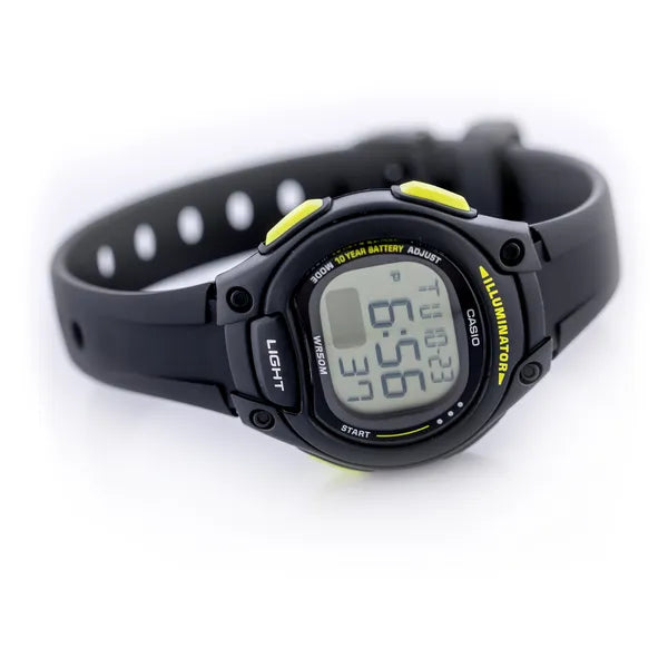 Casio LW-203-1BV női digitális óra, fekete, WR50, 34 mm