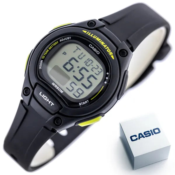Casio LW-203-1BV női digitális óra, fekete, WR50, 34 mm