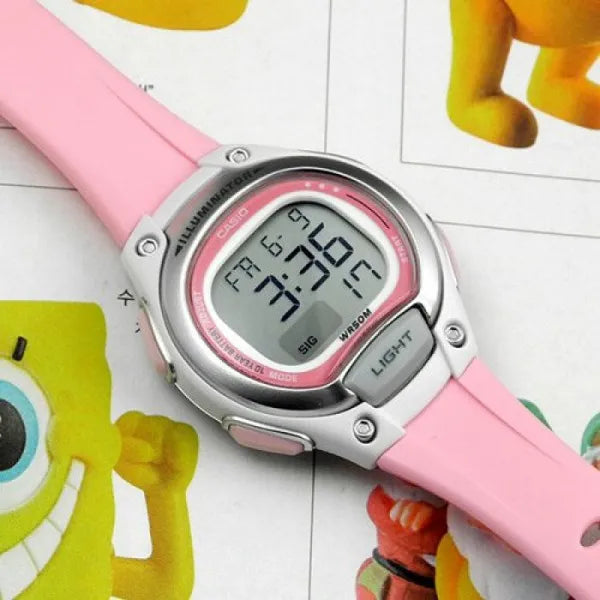 Casio LW-203-4A női digitális karóra, rózsaszín, WR50, 34 mm