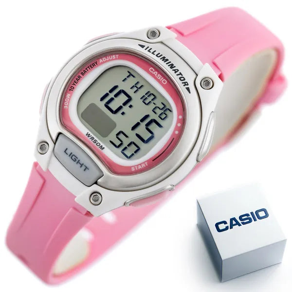 Casio LW-203-4A női digitális karóra, rózsaszín, WR50, 34 mm
