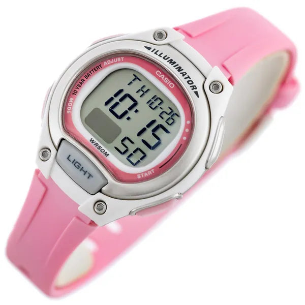 Casio LW-203-4A női digitális karóra, rózsaszín, WR50, 34 mm