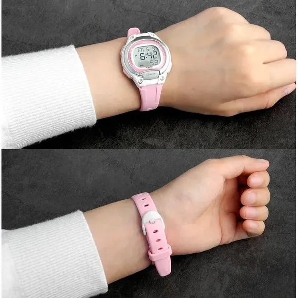 Casio LW-203-4A női digitális karóra, rózsaszín, WR50, 34 mm