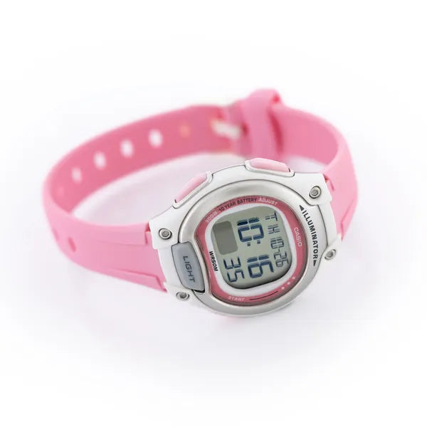 Casio LW-203-4A női digitális karóra, rózsaszín, WR50, 34 mm