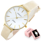 Perfect női karóra, kvarc Miyota, 36 mm, arany tok, bézs bőrszíj, WR30