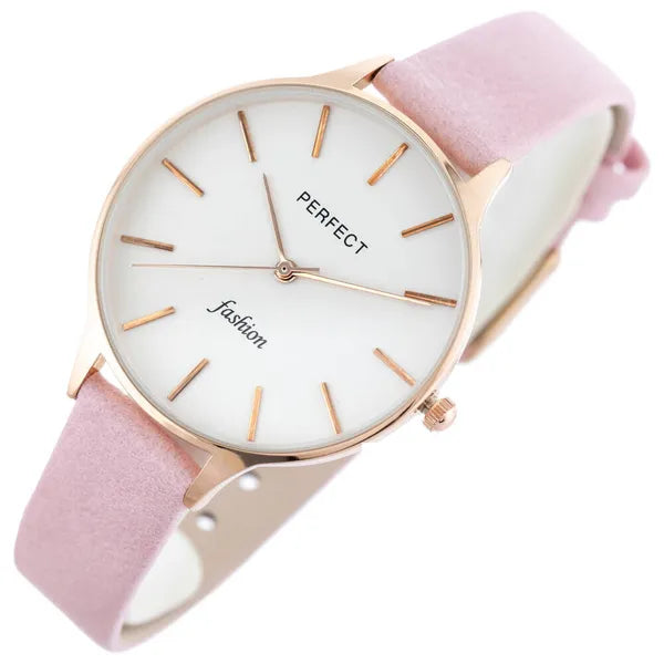 Perfect női karóra 36 mm, Miyota kvarc, rózsaarany tok, rózsaszín bőrszíj, doboz