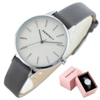 Perfect E374-01 női kvarc karóra, 34 mm, ezüst számlap, szürke bőr szíj, WR30