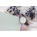 Perfect E374-01 női kvarc karóra, 34 mm, ezüst számlap, szürke bőr szíj, WR30