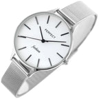 Perfect F355-02 női karóra, ezüst, kvarc, WR30, fém szíj, 36 mm
