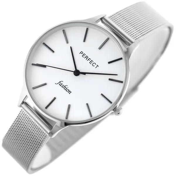 Perfect F355-02 női karóra, ezüst, kvarc, WR30, fém szíj, 36 mm