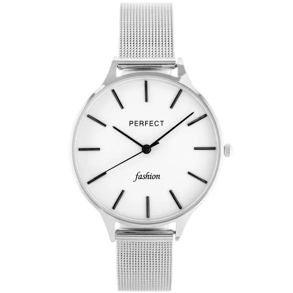 Perfect F355-02 női karóra, ezüst, kvarc, WR30, fém szíj, 36 mm