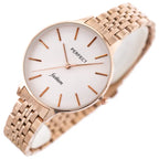 Perfect női kvarc karóra, 36 mm, rózsaarany fémszíj, ezüst számlap, WR30