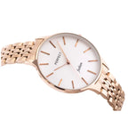 Perfect női kvarc karóra, 36 mm, rózsaarany fémszíj, ezüst számlap, WR30