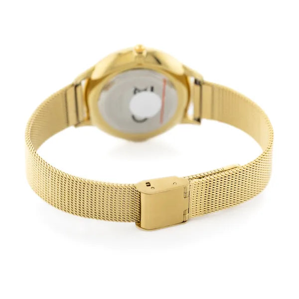 Perfect F374-03 női karóra, arany fémszíj, 34 mm, kvarc, WR30, ezüst számlap