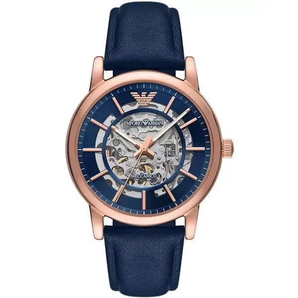Emporio Armani Luigi AR60050 automata férfi karóra, 43 mm, kék bőr, rózsaarany
