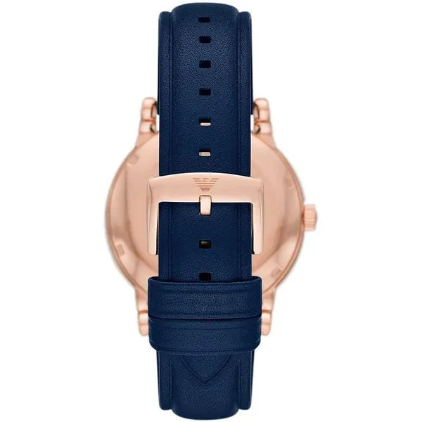 Emporio Armani Luigi AR60050 automata férfi karóra, 43 mm, kék bőr, rózsaarany