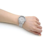Guess női karóra, ezüst acél, cirkónia, dátum, 38 mm, WR30 (GW0254L1)