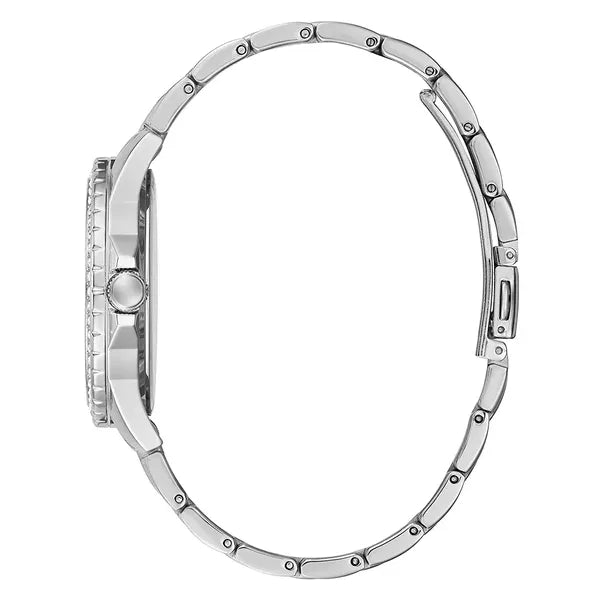 Guess női karóra, ezüst acél, cirkónia, dátum, 38 mm, WR30 (GW0254L1)
