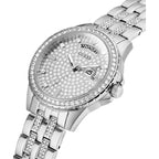 Guess női karóra, ezüst acél, cirkónia, dátum, 38 mm, WR30 (GW0254L1)