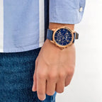 Tommy Hilfiger Henry 1710475 férfi karóra, rózsaarany tok, kék számlap, 5 ATM