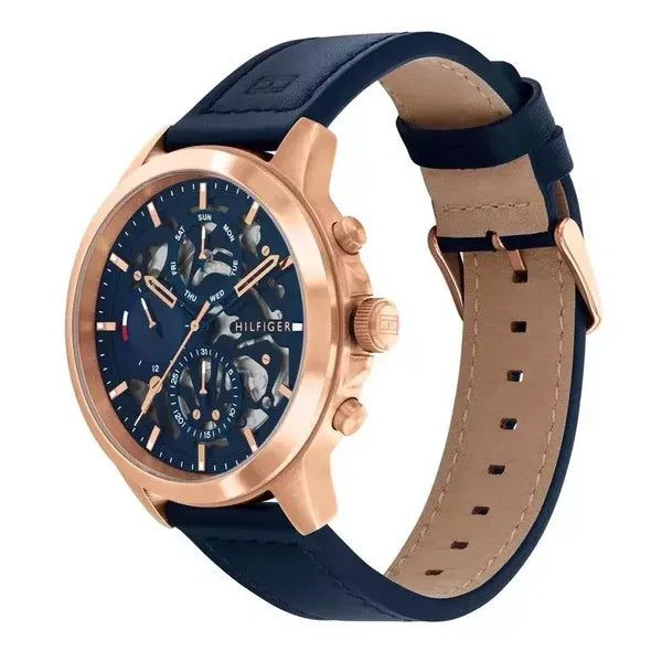 Tommy Hilfiger Henry 1710475 férfi karóra, rózsaarany tok, kék számlap, 5 ATM