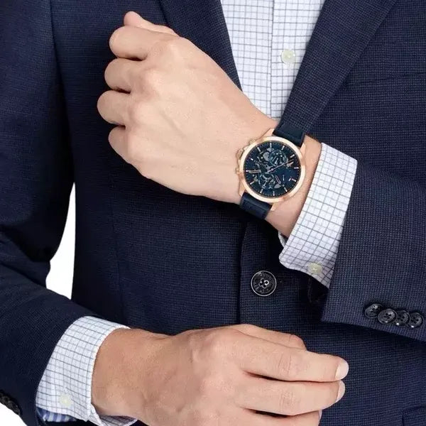 Tommy Hilfiger Henry 1710475 férfi karóra, rózsaarany tok, kék számlap, 5 ATM