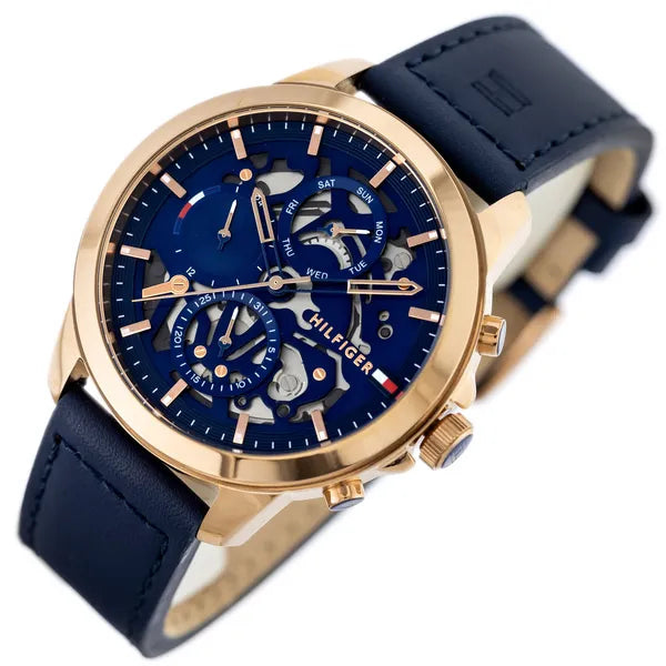 Tommy Hilfiger Henry 1710475 férfi karóra, rózsaarany tok, kék számlap, 5 ATM