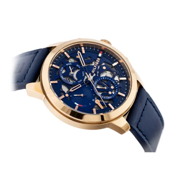 Tommy Hilfiger Henry 1710475 férfi karóra, rózsaarany tok, kék számlap, 5 ATM