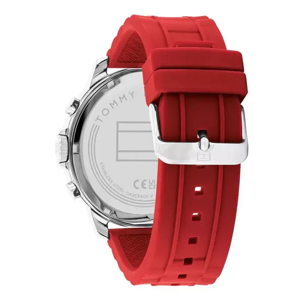 Tommy Hilfiger Luca férfi óra 1710490, piros szilikon szíj, 5 ATM
