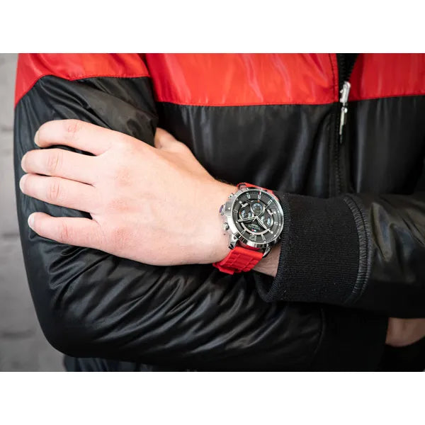 Tommy Hilfiger Luca férfi óra 1710490, piros szilikon szíj, 5 ATM