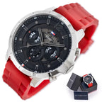 Tommy Hilfiger Luca férfi óra 1710490, piros szilikon szíj, 5 ATM